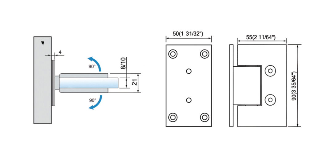 Standard Duty Shower Hinges L-2121W