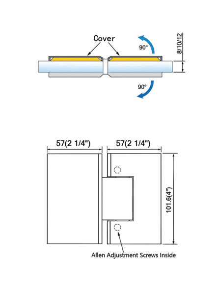  Adjustable Heavy Duty Shower Hinges with covers L-5473