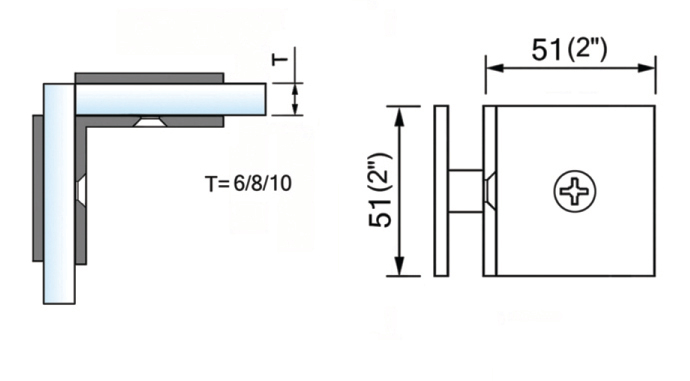 Square Corner Shower Glass Clamps Glass To Glass Shower Hinge Factory Price L-2645