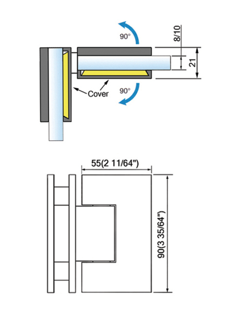 Standard Duty Shower Hinges With Covers For Glass Shower Room L-5105