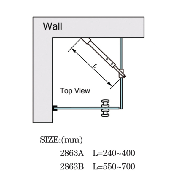 Square Tube Shower Support Bars Shower Cabin Wall to Glass Support Bar L-2863