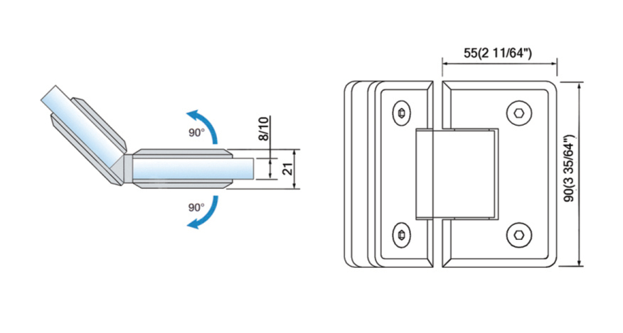 Standard Duty Shower Hinges Glass to Glass 135 Degree Glass Clamp Shower Room Door Hinge Shower Hardware L-2114