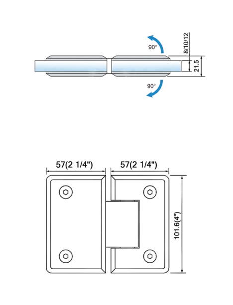 Heavy Duty Shower Hinges Glass To Glass For Glass Bathroom Door  L-5113