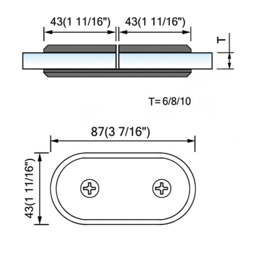 Beveled Edge Shower Glass Clamps 180° Glass-to-Glass L-2534