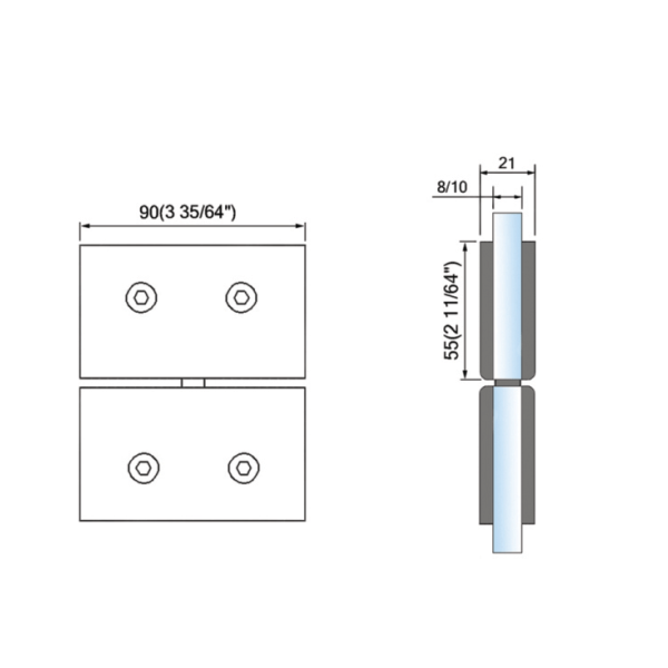 Pivot Shower  Hinges Glass to Fixed Transom Mount Bathroom Glass Door Hinge Shower Hardware L-2342