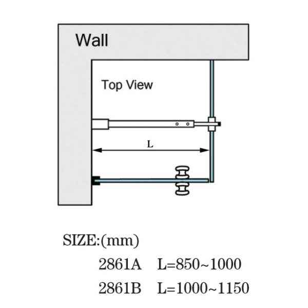 Square Tube Shower Support Bars Shower Cabin Wall to Glass Support Bar L-2861