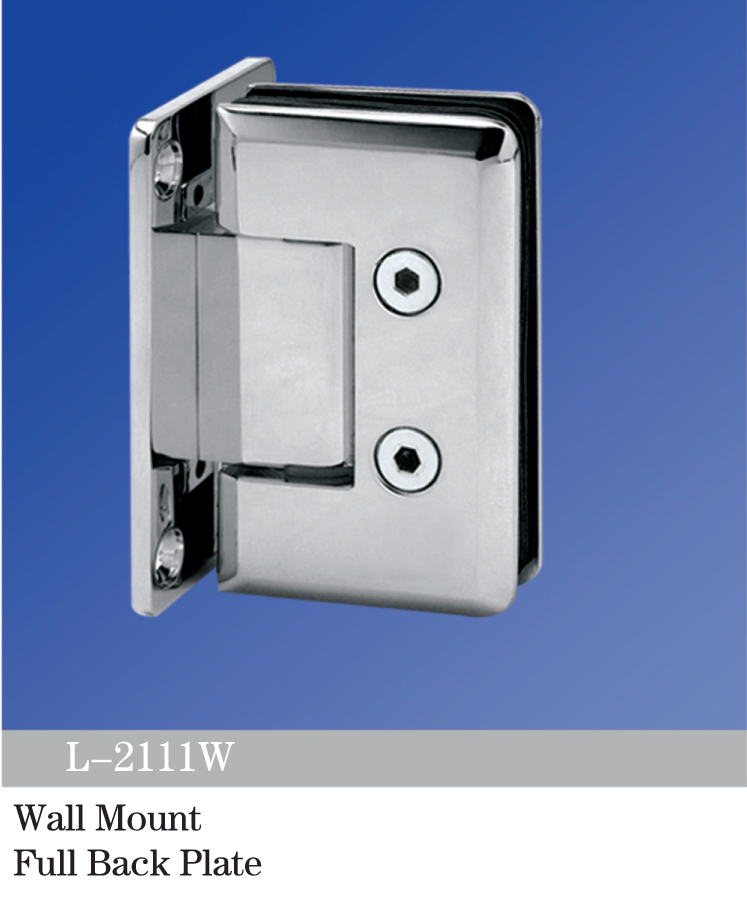 China Manufacturing Standard Duty Shower Hinges Wall Mount Glass Clamp Full Back Plate Factory Price L-2111W