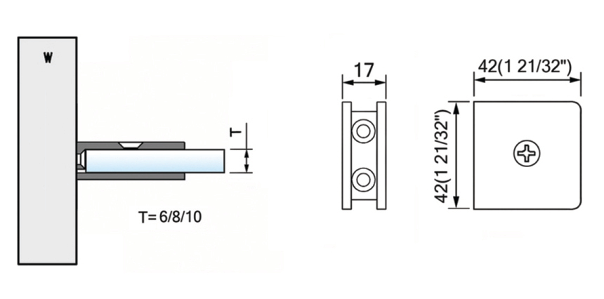 Beveled Edge Shower Glass Clamps Wall Mount L-2541