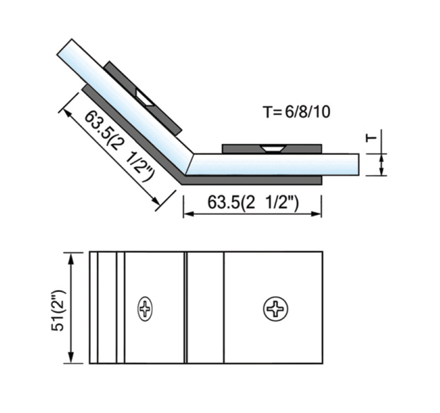 Square Corner Shower Glass Clamps Glass To Glass 135 Hot Sell Hinge L-2636