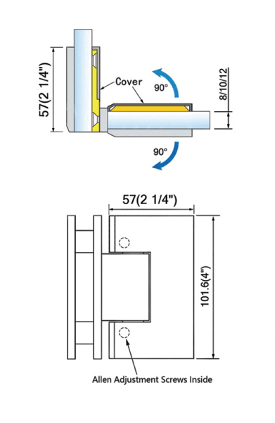  Adjustable Heavy Duty Shower Hinges with covers L-5475