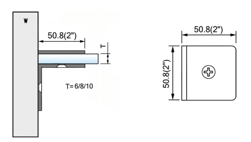 Beveled Edge Shower Glass Clamps 90° Wall-to-Glass L-2552