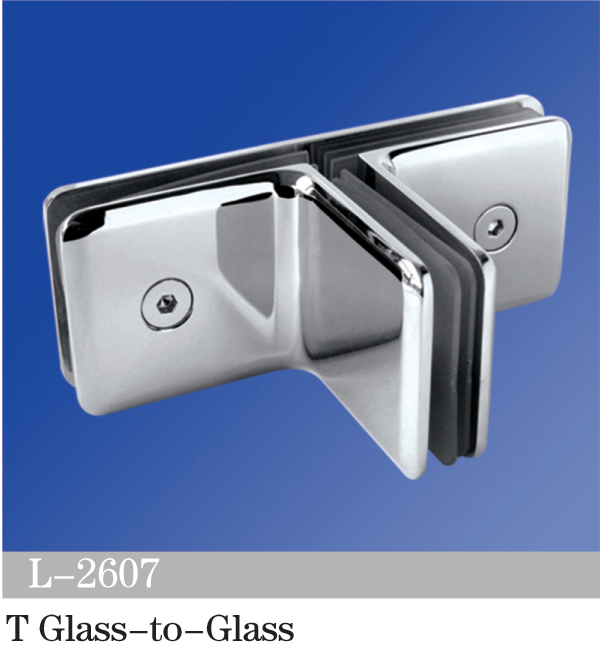 Beveled Edge Shower Glass Clamps Glass to Glass T shape Hinge L-2607