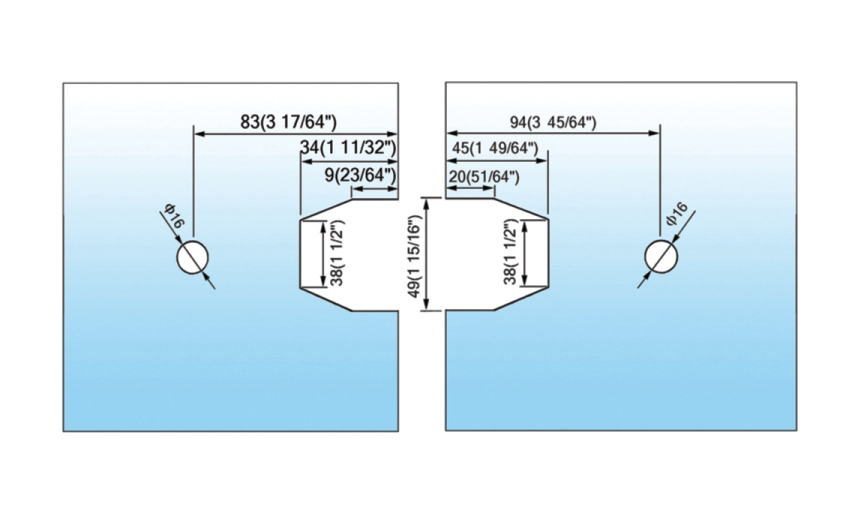 Standard Duty Shower Hinges 135° Glass-to-Glass L-2164