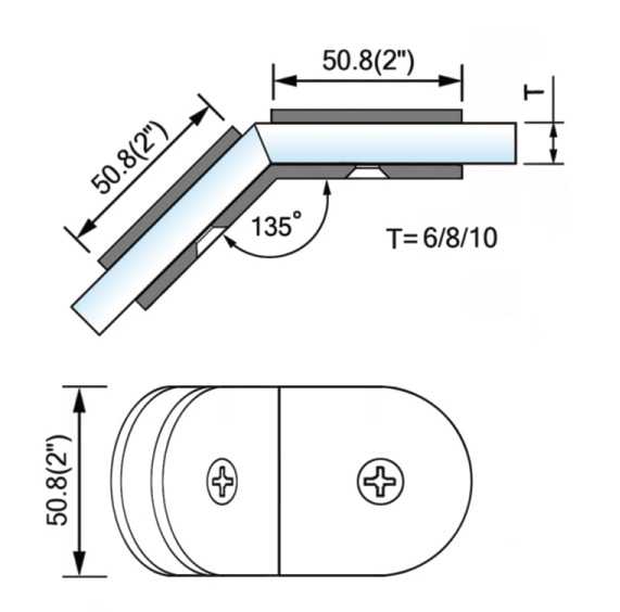 Stainless steel Shower glass clamps135°Glass to Glass L-2506