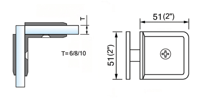 Beveled Edge Shower Glass Clamps Glass To Glass 90 Degree L-2615