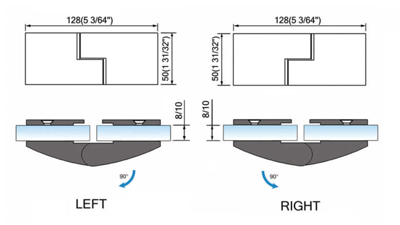 Standard Duty Shower Hinges Glass to Glass Shower  Hinge L-2414
