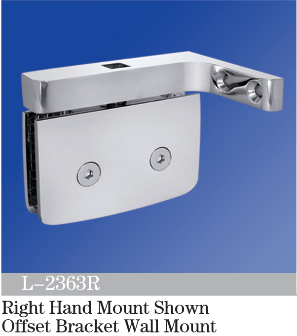 Pivot Shower  Hinges Right Hand Mount Shown Offset Bracket Wall Mount Glass Glass Clip L-2363R