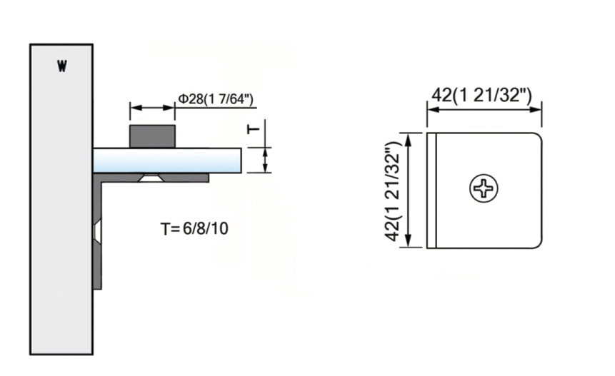 Beveled Edge Shower Glass Clamps 90° Wall-to-Glass L-2562