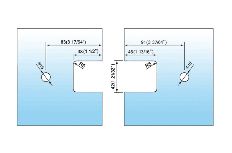 Standard Duty Shower Hinges Glass to Glass 135 Degree Glass Clamp Custom Made Hinge L-2144