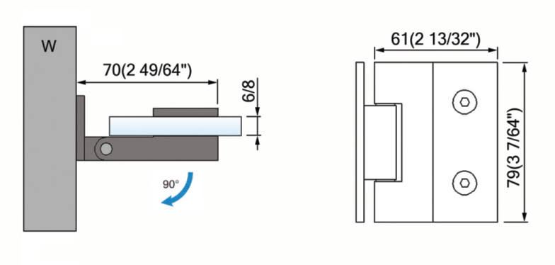 Standard Duty Shower Hinges Wall to Glass Wall Shower Door Hinge L-2415