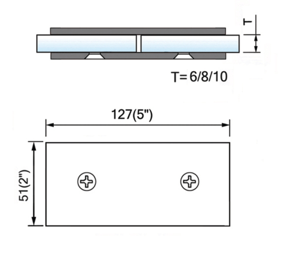 Square Corner Shower Glass Clamps Glass To Glass 180 Degree L-2634