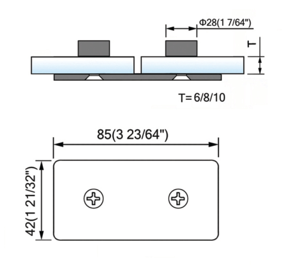 Beveled Edge Shower Glass Clamps 180° Glass-to-Glass L-2564