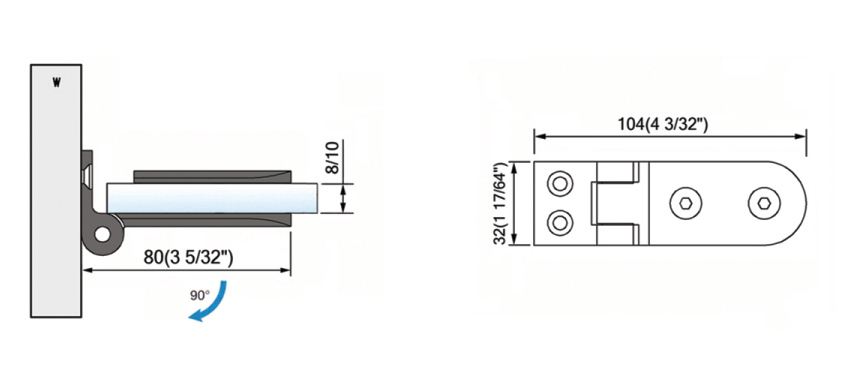 Standard Duty Shower Hinges Wall to Glass Shower  Hinge L-2471