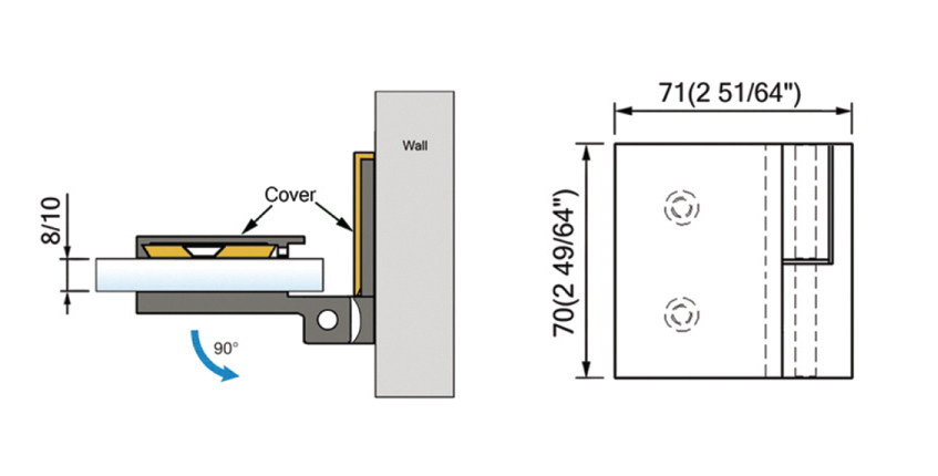 Lift Shower Hinges Shower Cabin Accessories Wall Mount Door Hinge L-5203R