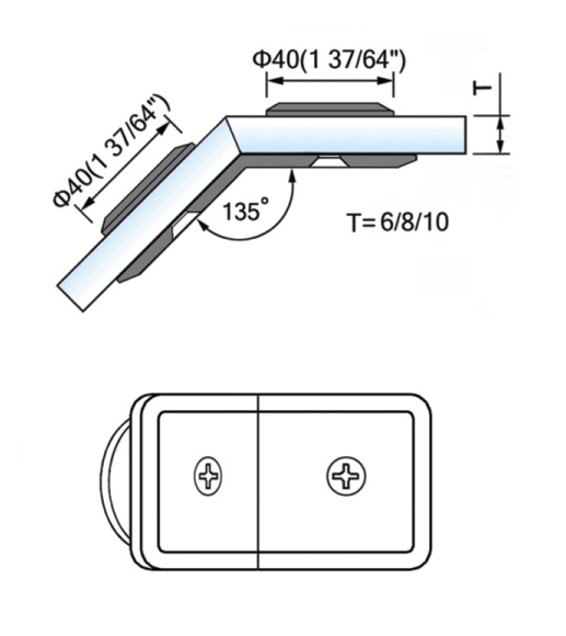 Square Corner Shower Glass Clamps Glass to Glass Bathroom Accessories L-2666