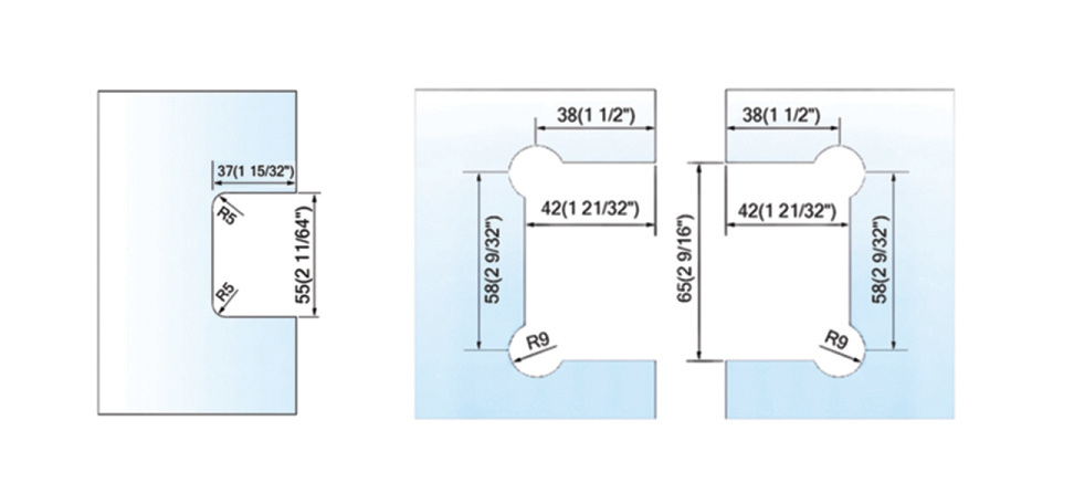 Brass T Hinge Glass to Glass Shower Door Glass Clamp T Shape Standard Duty Shower Hinges L-2108