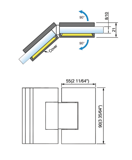 Standard Duty Shower Hinges With Covers Glass Fittings Brass Door Hinge L-5104