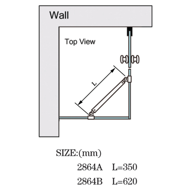 Square Tube Shower Support Bars Shower Cabin Glass to Glass Support Bar L-2864