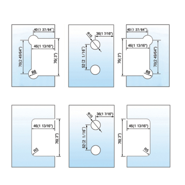 Heavy Duty Shower Hinges Wall Mount For Glass Shower Door 90 Degree L-5128