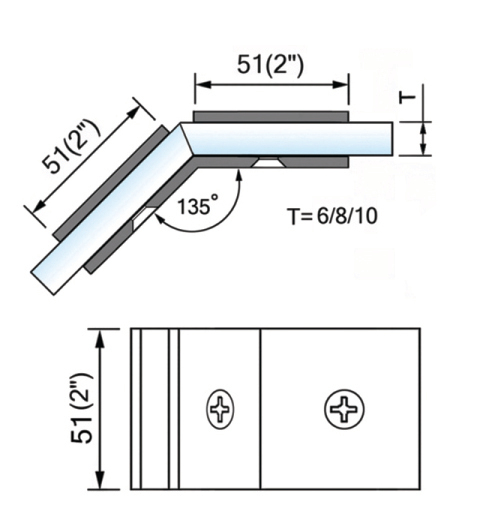 Square Corner Shower Glass Clamps Glass To Glass Shower Hinge 135 Degree L-2646