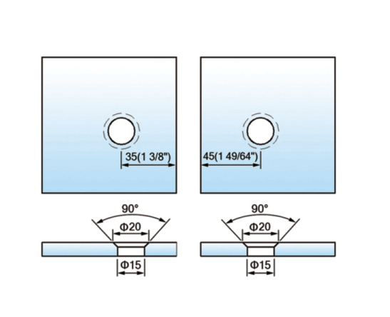 Square Corner Shower Glass Clamps with Covers Glass to Glass Bathroom Door ClIps L-2695