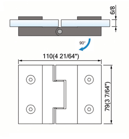 Standard Duty Shower Hinges Glass to Glass Shower  Hinge L-2416