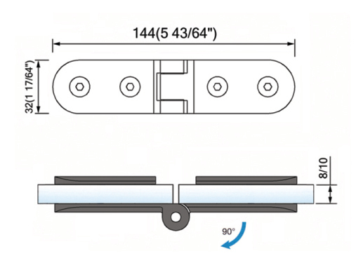 Standard Duty Shower Hinges Glass to Glass Shower  Hinge L-2472