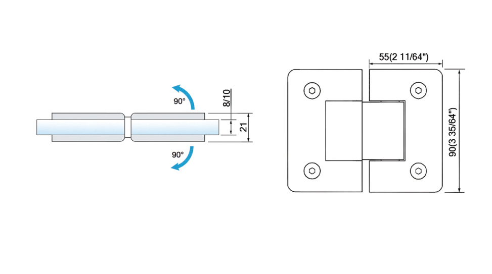 Standard Duty Shower Hinges Glass to Glass 180° Glass Clamp  Door Hinge China Factory Supply L-2103