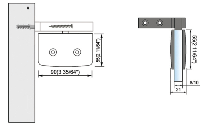 Pivot Shower  Hinges Left Hand Mount Shown Offset Bracket Wall Mount Hinge OEM ODM Avalable L-2363L