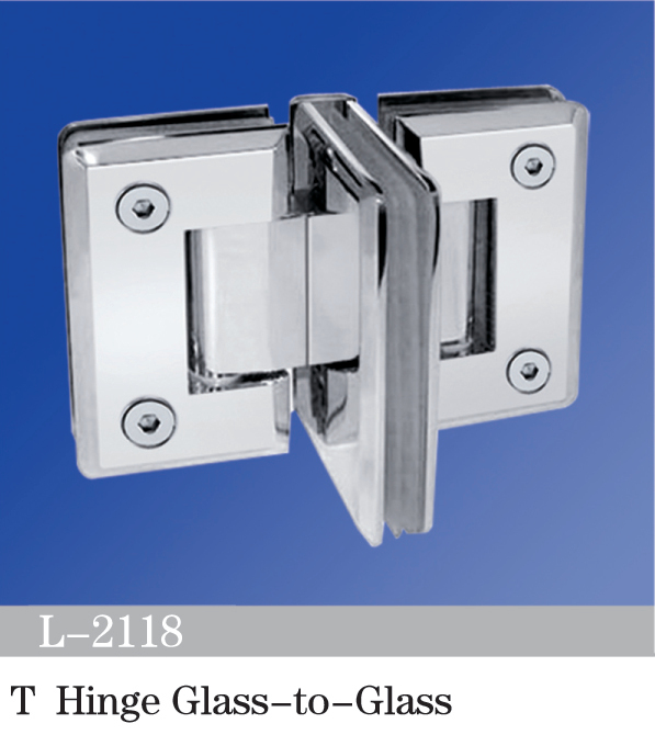 China Wholesale T Hinge Glass to Glass Shower Door T Shape Standard Duty Shower Hinges L-2118