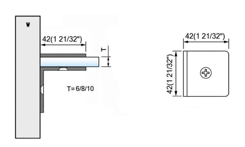 Beveled Edge Shower Glass Clamps 90° Wall-to-Glass L-2542