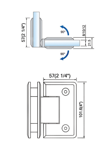 Heavy Duty Shower Hinges Glass To Glass For Glass Bathroom Door 90 Degree L-5115