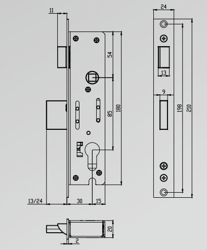 interior door lock body