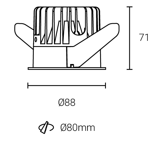 Luminária embutida para baixo