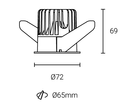Luminária embutida para baixo
