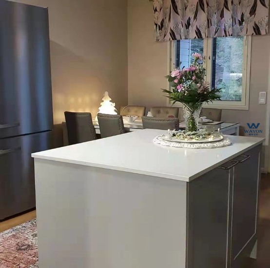 Finland Kotka Residence Project | The Minimalist Aesthetic of Wayon Quartz Stone WG025 Pure White Countertop