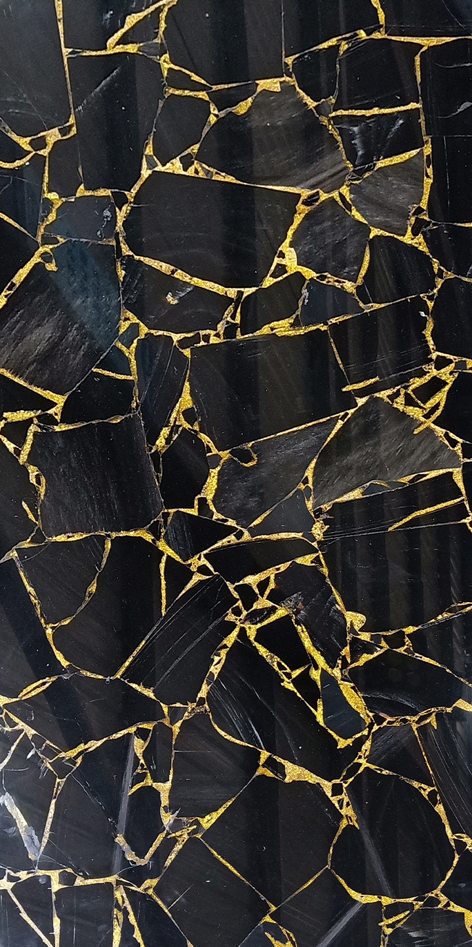 High Quality GEM Stone Slabs Supplier-GEM-511 Obsidian With Gold Foil