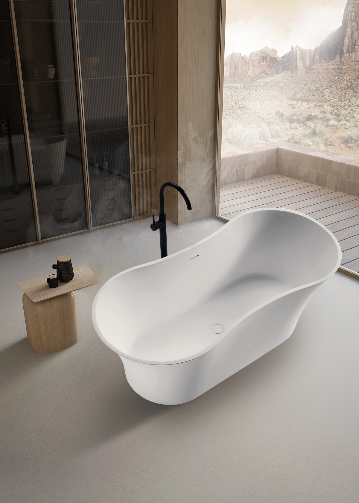 Freestanding artificial stone bathtub BS-S01