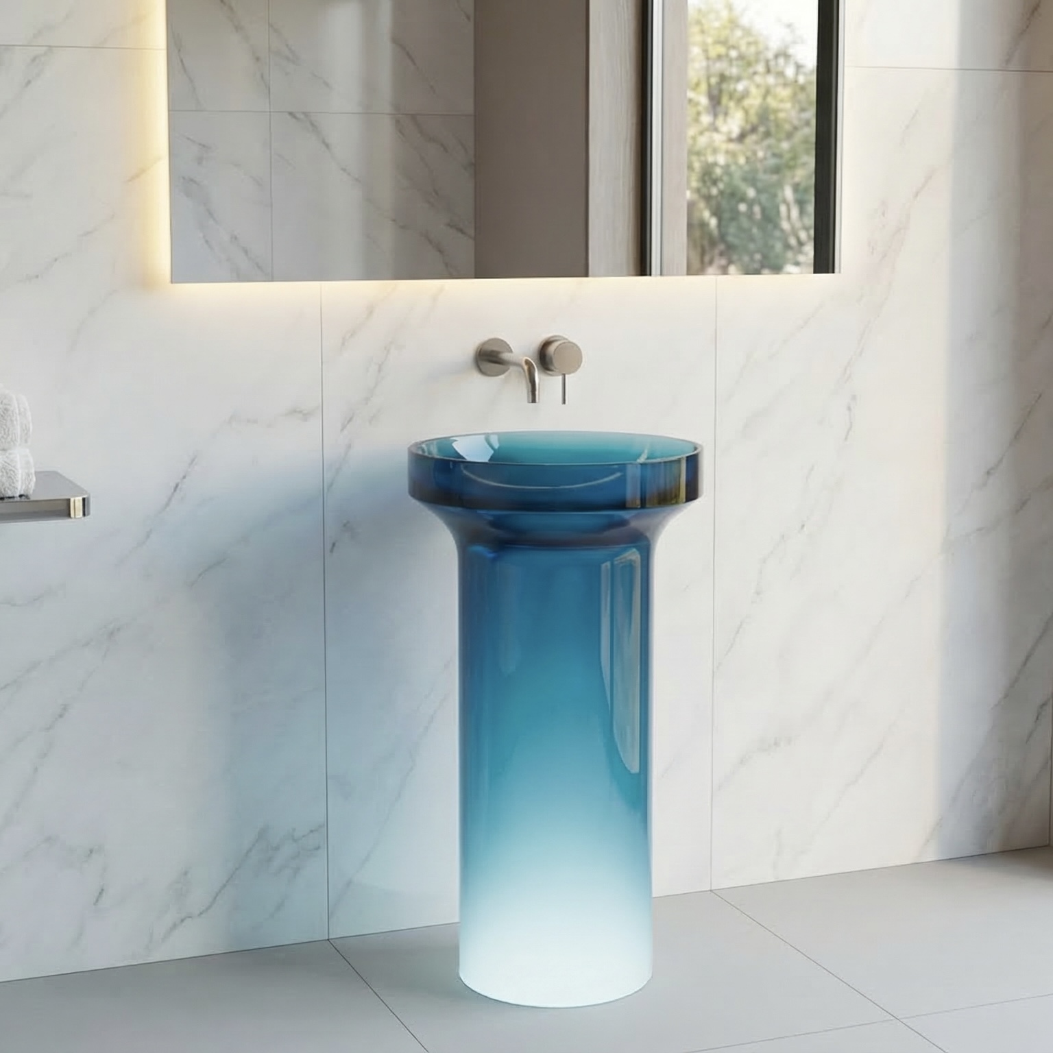 translucent resin pedestal basin CPG-6632 (2)