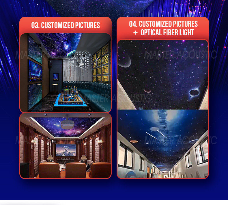 customized star optical fiber PET ceiling panel